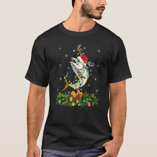 Xmas Holiday Reindeer Hat Santa Tuna Fish Christma T-Shirt (Vorderseite)