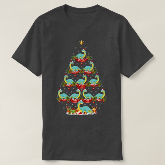 Xmas Holiday Santa Brontosaurus Dinosaur Christmas T-Shirt (Design vorne)