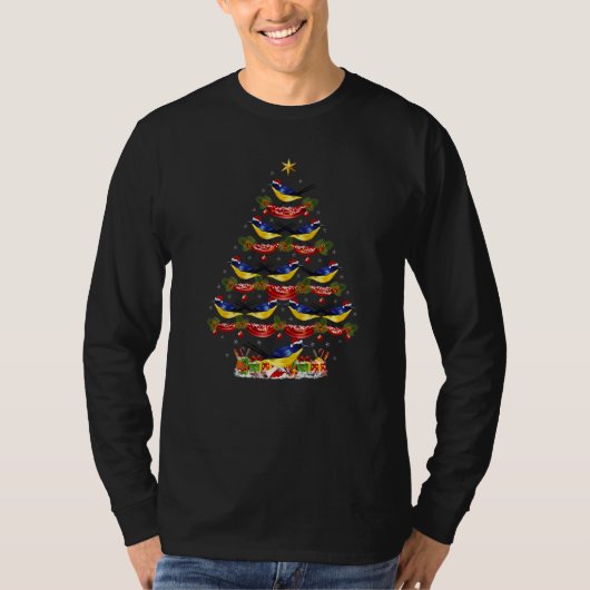 Xmas Holiday Santa Eastern Bluebird Christmas Tree T-Shirt (Vorderseite)
