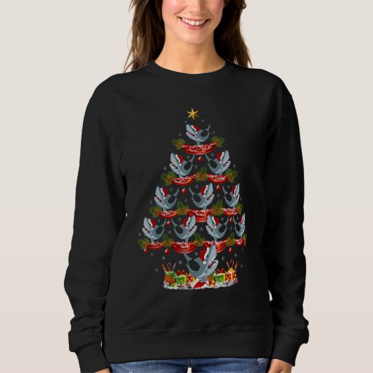 Xmas Holiday Santa Great White Shark Christmas Tre Sweatshirt (Vorderseite)