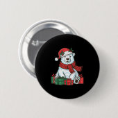 Xmas Holiday Santa Hat Lar Bear Christmas Button (Vorne & Hinten)