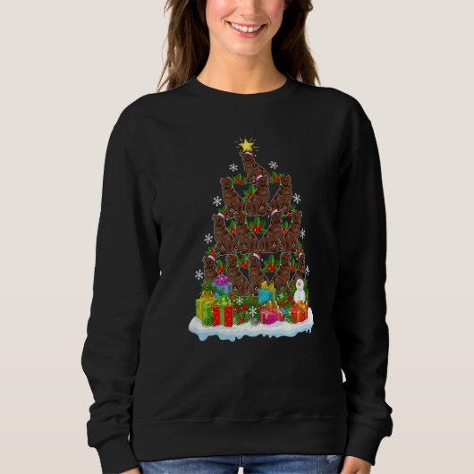 Xmas Holiday  Santa Newfoundland Dog Christmas Tre Sweatshirt (Vorderseite)