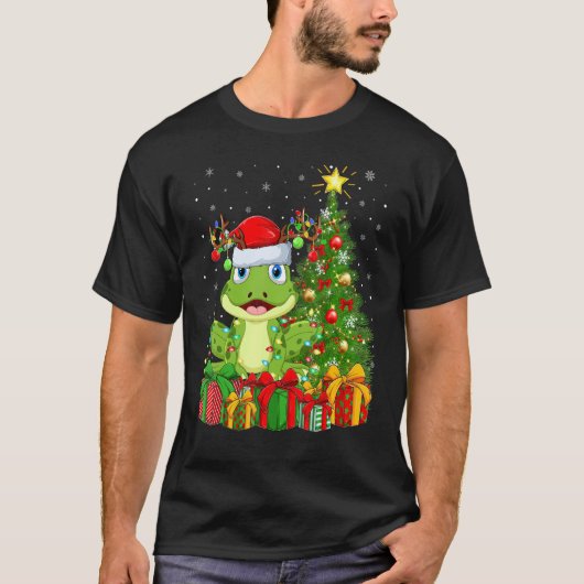 Xmas Holiday Santa Poison Dart Frog Christmas Tree T-Shirt (Vorderseite)