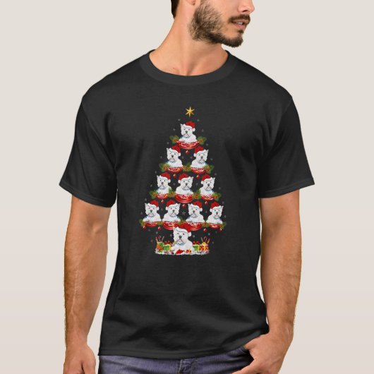 Xmas Holiday  Santa Westie Dog Christmas Tree T-Shirt (Vorderseite)