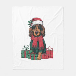 Xmas Holiday Weihnachtsmannmütze Irish Setter Dog  Fleecedecke