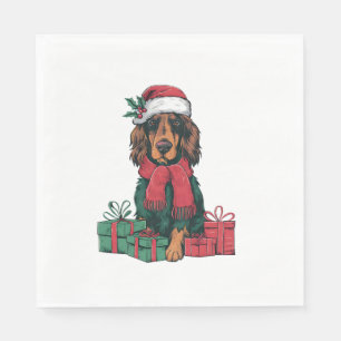 Xmas Holiday Weihnachtsmannmütze Irish Setter Dog Serviette