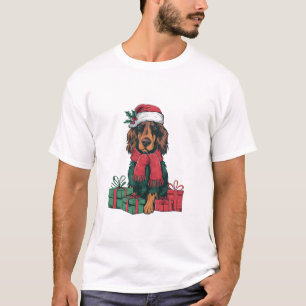 Xmas Holiday Weihnachtsmannmütze Irish Setter Dog  T-Shirt