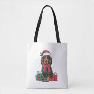 Xmas Holiday Weihnachtsmannmütze Irish Setter Dog Tasche