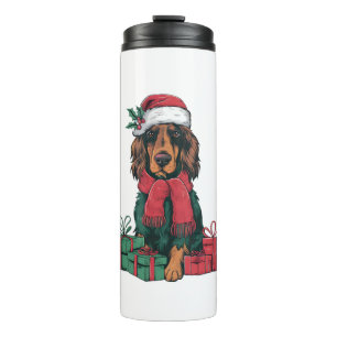 Xmas Holiday Weihnachtsmannmütze Irish Setter Dog Thermosbecher