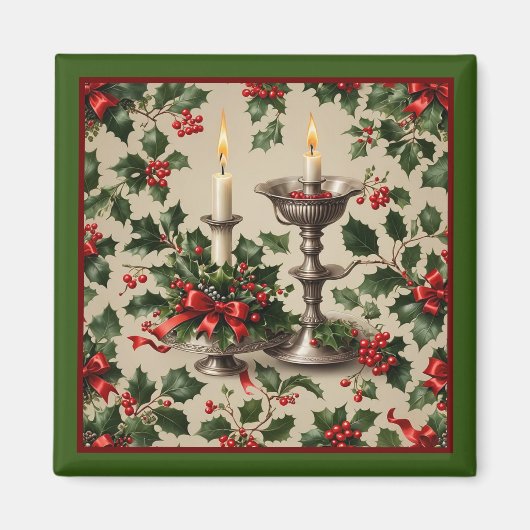 Xmas Holly und Candles Fantasy Magnet (Vorne)