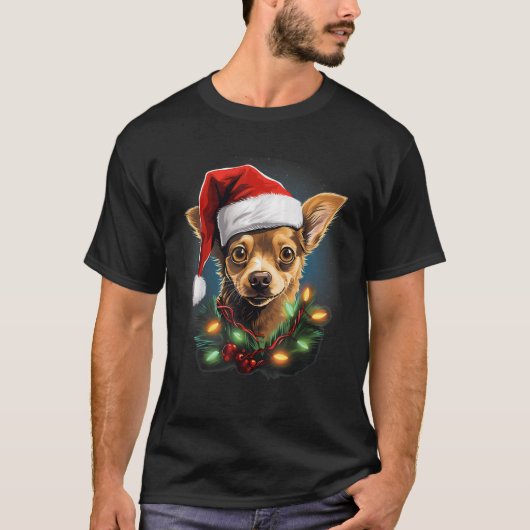 Xmas Jack Chi Dog Tangled Christmas Lights for Me T-Shirt (Vorderseite)