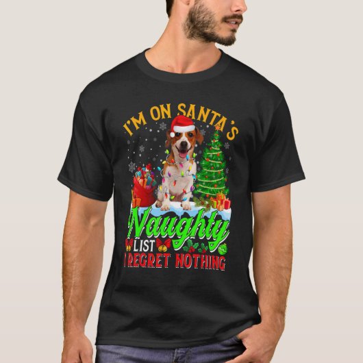 Xmas Jack Russell Terrier Dog On Santa's Naughty T-Shirt (Vorderseite)