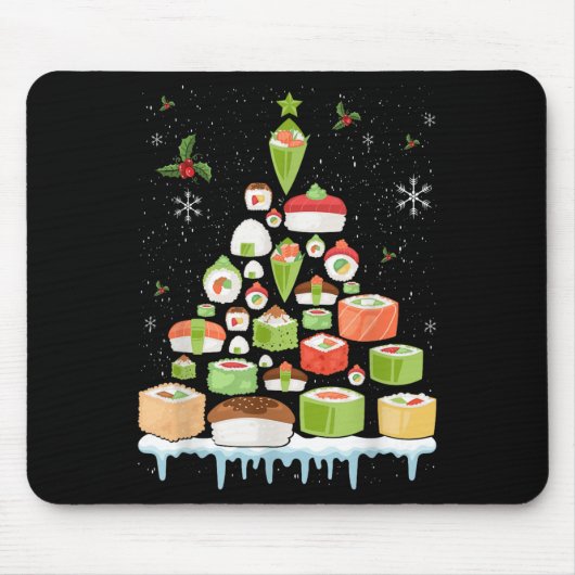 Xmas Japanese Sushi Christmas Tree Holiday Pajama  Mousepad (Vorne)