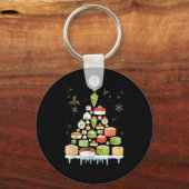 Xmas Japanese Sushi Christmas Tree Holiday Pajama Schlüsselanhänger (Vorderseite)