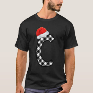 Xmas Karierte Hauptstadt Letter C Santa Monogram C T-Shirt