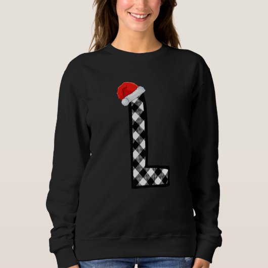 Xmas Karierte Hauptstadt Letter L Santa Monogram C Sweatshirt (Vorderseite)