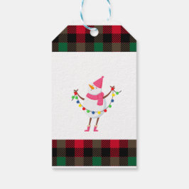 XMAS KARIERTES DESIGN MIT SNOWMAN UND CHRISTMAS LI GESCHENKANHÄNGER