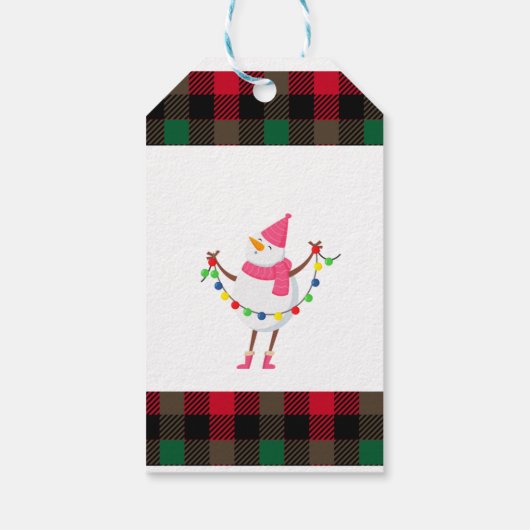XMAS KARIERTES DESIGN MIT SNOWMAN UND CHRISTMAS LI GESCHENKANHÄNGER (Rückseite)