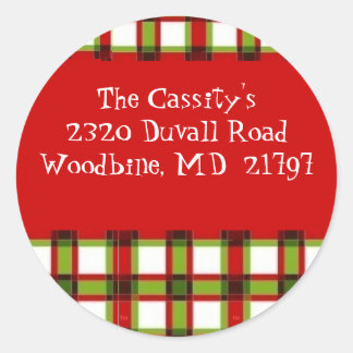 Xmas kariertes Etikett - Maßgeschneiderte Runder Aufkleber