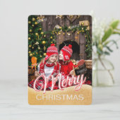 Xmas-Karte für einfaches Rot und Weiß-Foto (Stehend Vorderseite)