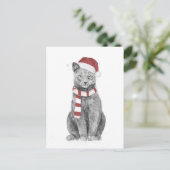 Xmas-Katze Postkarte (Stehend Vorderseite)