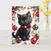 Xmas Kitty & Baubles No.1 Karte (Gelbe Blume)