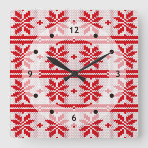 Xmas knitting seamless pattern 1 + your ideas quadratische wanduhr
