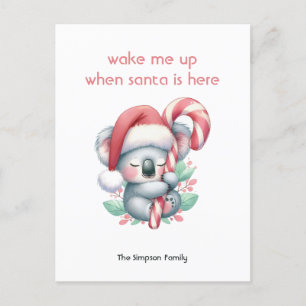 Xmas koala nimmt ein Nickerchen Feiertagspostkarte