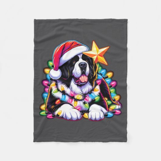 Xmas Landseer Newfoundland Dog Tangled Christmas L Fleecedecke (Vorderseite)
