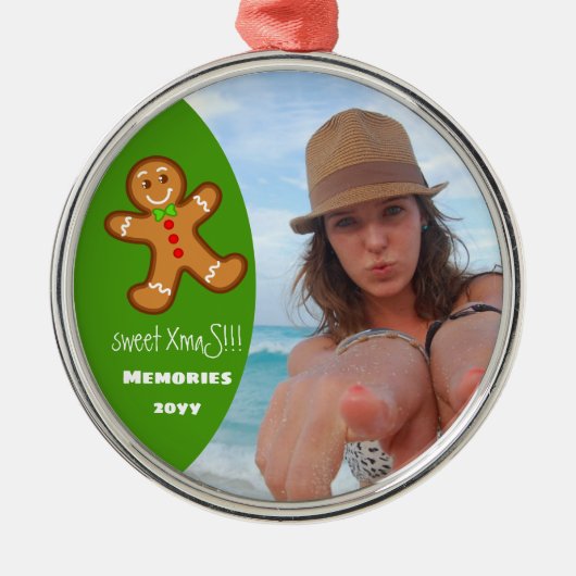 XmaS Lebkuchen Mann Custom YEAR Green Ornament Aus Metall (Vorne)