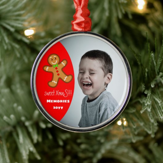 XmaS Lebkuchen Mann Custom YEAR Red Ornament Aus Metall (Baum)