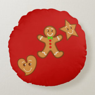 XmaS Lebkuchen Pals Muster 2 Rückenfarben Rundes Kissen