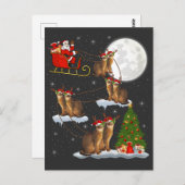 Xmas Leuchtturm Tree Santa Riding Abessinienkatze Postkarte (Vorne/Hinten)