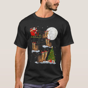 Xmas Leuchtturm Tree Santa Riding Abessinienkatze T-Shirt