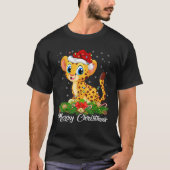 Xmas Licht Decke Weihnachtsmannmütze Cheetah Weihn T-Shirt (Vorderseite)
