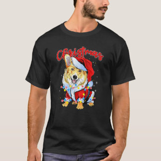 Xmas-Lichter Corgi-Hund Weihnachts-Pyjama-Idee T-Shirt