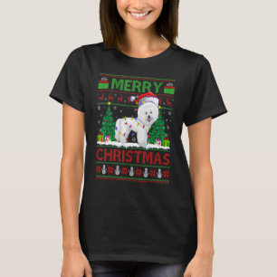 Xmas-Lichter hässlicher Weihnachtsmann Bichon Fris T-Shirt