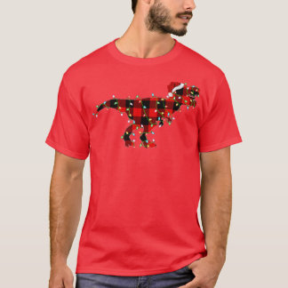 Xmas Lichter Matching Buffalo Kariert Dinosaur Chr T-Shirt