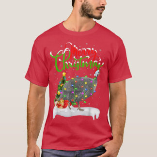Xmas Lichter Tree Santa Guinea Fowl Bird Merry Chr T-Shirt