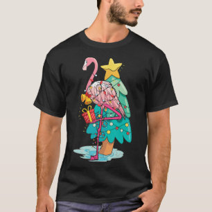 Xmas-Lichter Tropischer Flamingo Weihnachten T-Shirt