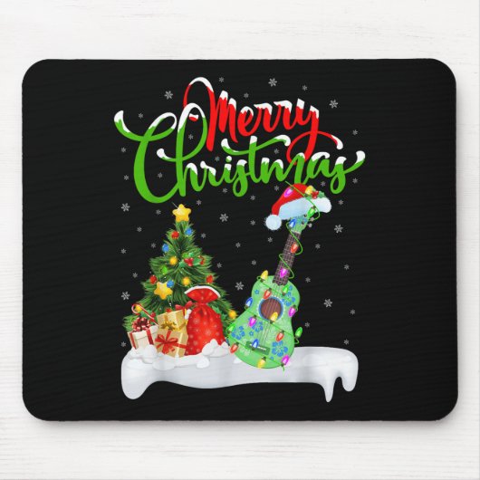 Xmas-Lichter Weihnachtsmann Hut Musical Ukulele Gi Mousepad (Vorne)