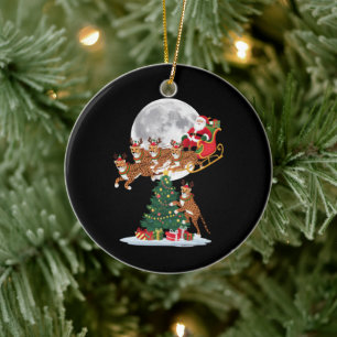 Xmas-Lichterlustiger Weihnachtsmann auf Cheetah Keramik Ornament