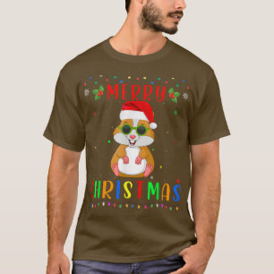 Xmas Light Hamster Design Matching Christmas Pajam T-Shirt