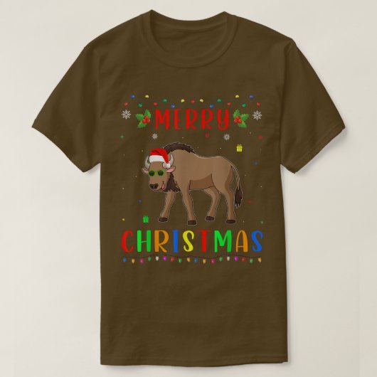 Xmas Light Wildebeest Design Matching Christmas Pa T-Shirt (Design vorne)
