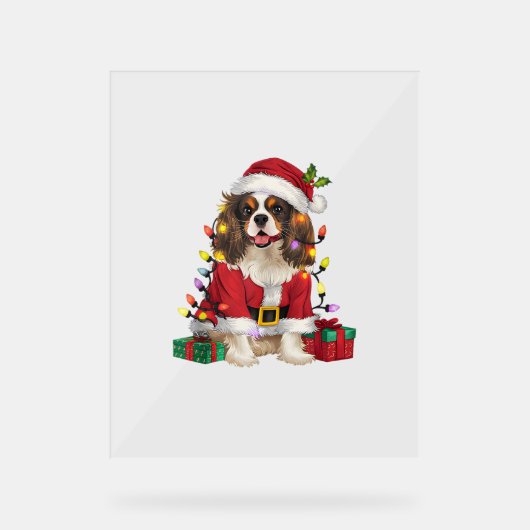 Xmas Lighting Cavalier King Charles Spaniel Dog Ch Acrylschild (Vorderseite)