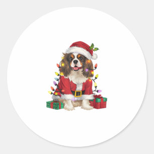 Xmas Lighting Cavalier King Charles Spaniel Dog Ch Runder Aufkleber