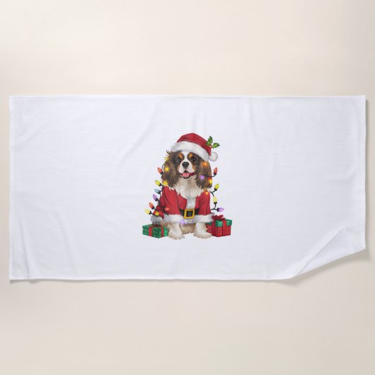 Xmas Lighting Cavalier King Charles Spaniel Dog Ch Strandtuch (Vorderseite)