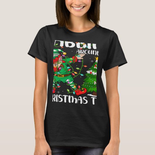 Xmas Lighting Elf Dabbing Around The Christmas Tre T-Shirt (Vorderseite)