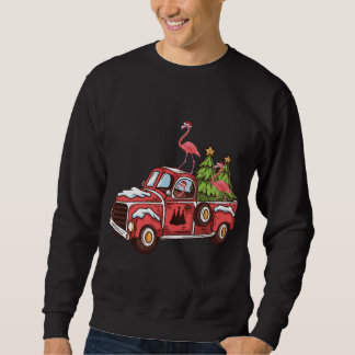 Xmas Lighting Flamingo Riding Weihnachtsbaum Rot T Sweatshirt