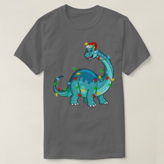 Xmas Lighting Holiday Santa Brontosaurus Dinosaur T-Shirt (Design vorne)